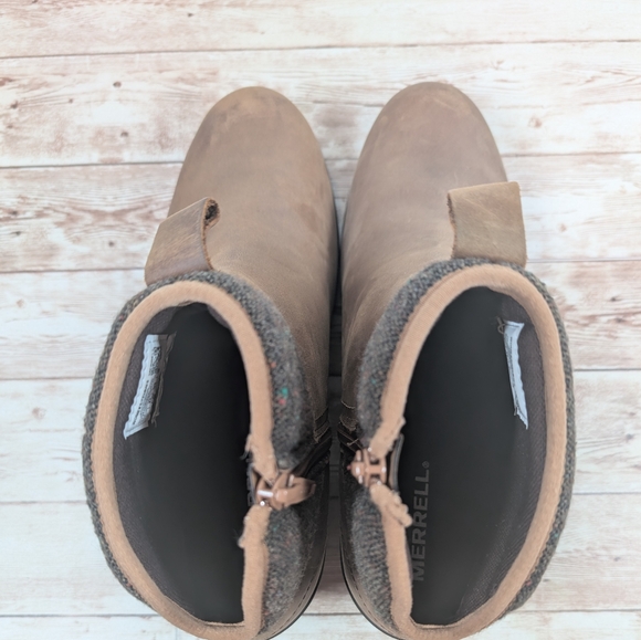 Merrell Leather Waterproof Ankle Booties Leather Brown / Tan Women's Size 8 - Picture 11 of 16